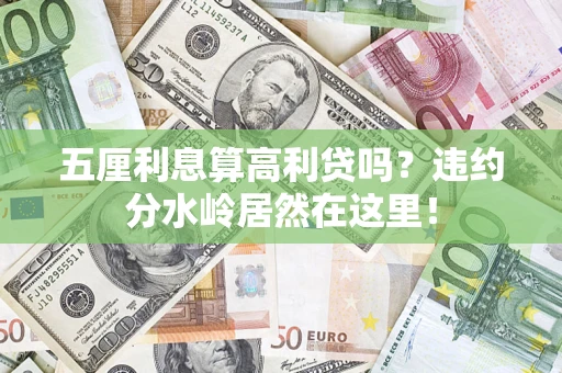 武汉五厘利息算高利贷吗？违约分水岭居然在这里！